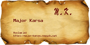 Major Karsa névjegykártya